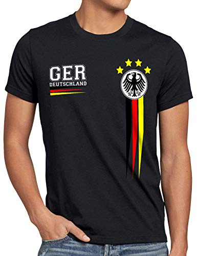 style3 Deutschland Herren T-Shirt WM 2026 Germany Fußball Weltmeisterschaft Trikot Spieler, Größe:XXL, Farbe:Schwarz