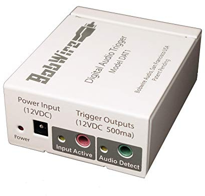 Digital Audio Trigger Device with 12V Outputs - BobWire DAT1 Ads a 12 Volt Trigger Output to TVs, Streamers & DACs, auto Power on amplifiers or TV Lifts. Compatible with Sonos Connect & Echo Link.