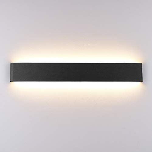 Klighten Wandleuchte Innen LED 60CM, 20W Modern Wandlampe Up Down Wandbeleuchtung Wandlicht für Schlafzimmer Wohnzimmer Flur Treppen, Warmweiß 3000K, Schwarz