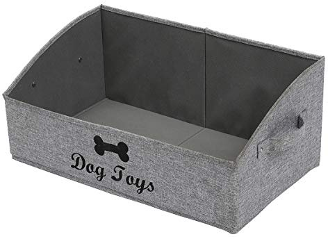 Geyecete Trapezoidale Contenitori per Giocattoli per Cani,Scatola per Giocattoli per Cani,Portagiochi Cani,Pieghevole organizzatore di Abbigliamento e Accessori per Animali Domestici-Grigio
