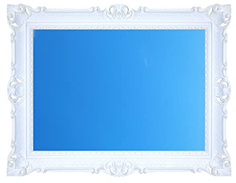 Idea Casa Cornice Grande in Stile Barocco Finto Vintage Vari Colori Dipinto Poste 86X67 cm (Bianco)