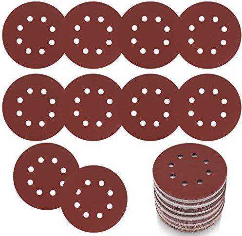 15 Pcs 125 mm Sanding Discs, 40 Grit Sandpaper, 8 Holes Hook and Loop Orbital Sander Sanding Pads Discs 125 mm/5 Inch for Random Orbital Sander