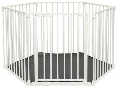 Dreambaby Discovery 6 - Parque infantil 3 en 1 de 6 paneles Converta con alfombrilla/divisor de ambientes/barrera para chimenea. 85,5 cm a 3,75 m de ancho y 74 cm de alto. Características del