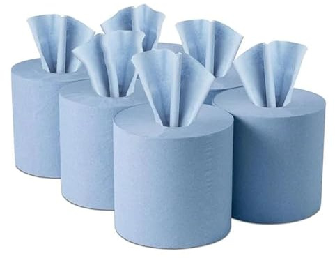 Efforias Centre Feed Blue Rolls | Blue Recycled Paper Hand Towels | Multi-Purpose Use | 6 Pack