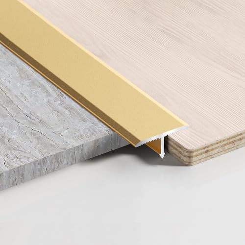 Profilo Alluminio di Transizione Pavimento 3 pezzi, Profilo a T di Raccordo per Pavimenti, 900 x 20 mm, per Transizioni tra Piastrelle, Pavimenti, Moquette, Oro