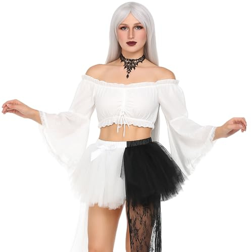 MUNSKT Dirndl pour Femme, Festivals Bavarois Chemisier Dirndl en Dentelle, Chemisier Dirndl,Robe Traditionnelle Classique