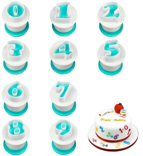 benlidoner 10 PCS Number Cookie Cutters Set, 0-9 Fondant and Icing Cutters for Wedding, Birthday, Christmas, Baby Shower Cake Decoration