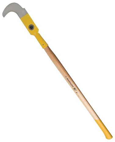 Kings County Tools Brush Cutter Weeding Sickle Garden Tool - 47” Weeder Tool for Yard Long Handle with 14.75” Steel Curved Bush Axe Blade Hook and Wood Handle - Billhook Hand Scythe
