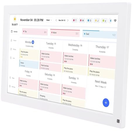 Annadue Calendario Digital Inteligente de 15.6 Pulgadas, Calendario de Planificador Familiar de Pantalla Táctil de 1920 × 1080 HD HD con la Lista de Tareas (Enchufe de la UE)