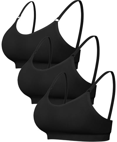 Channo Sömlös sport-BH: Lycra-tyg justerbara remmar sömlös ryggstängning 3-pack