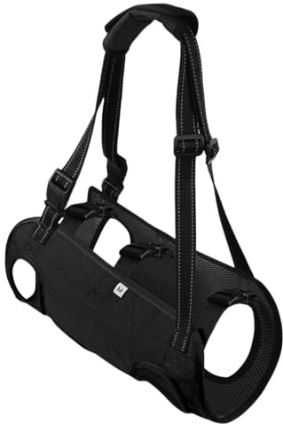 Imbracatura per Sollevamento Cani, Imbracatura per Ascensori per cani Regolabile, Supporto per Sollevamento Cani per Riabilitazione, Gilet Riabilitazione per cane Anziani Disabili Paralisi, Nero (L)