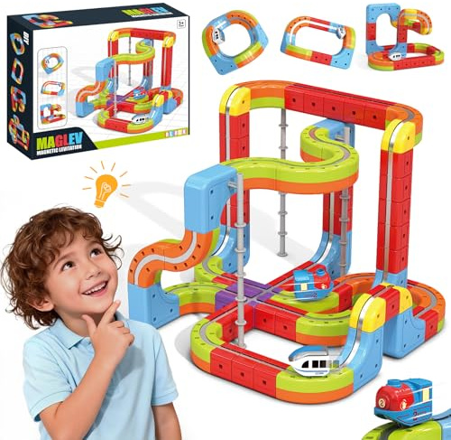 YESHIN Kit treno elettrico Clickrail - Kit di treni magici con difesa della gravità - Layout 3D - Regalo elettrico per bambini