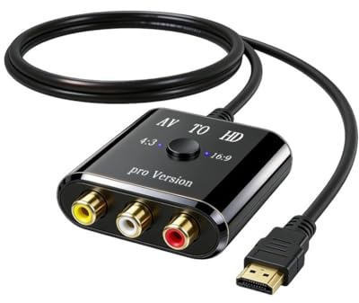 MuchLuckystar Convertidor AV a convertidor de vídeo 1080P para PS2 N64 Retro Gaming Composite para adaptador de audio RCA y vídeo, conexión de pantalla, salida de monitor de TV