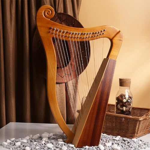 Arpa irlandesa celta, arpa de palanca de caoba de 19 cuerdas con llave de afinación y bolsa de concierto, perfecta para principiantes y adultos, instrumento musical tradicional estilo lira