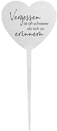 Fritz Cox Grabstecker Herz 'Vergessen ist oft Schwerer als Sich zu erinnern'