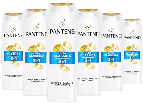 Pantene Pro-V Shampoo 3 in 1 Linea Classica 6x300ml per Capelli Normali e Misti, Protegge i Legami del Capello e Dona ai Capelli una Sana Lucentezza, Senza Olio Minerale e Coloranti, Active Nutri-Plex