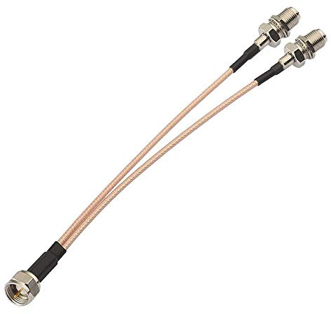 RedYutou F-Type RG6 3 Way Splitter Combiner Adapter F Male to F Dual Female RG316 Coaxial Cable 15cm/6 inch