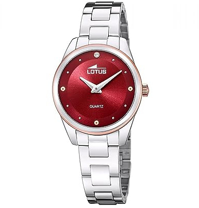 LOTUS Reloj Mujer Analógico de Acero Inoxidable 316l Plateado - Movimiento de Cuarzo - Cristal Mineral de Alta Resistencia - Resistente al Agua 5 ATM - Special Prices 18795/6