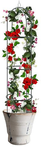 Albert Austin 1x Garden Trellis for Climbing Plants Outdoor 1.9M Metal Garden Obelisks for Climbing Plants Shrubs Roses Rustproof Metal Garden Plant Support Trellis for Plants Flowers Vegetable Fruits