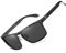 DUCO Herren Polarisierte Sonnenbrille mit Rechteckig Metallrahmen und Kohlefaser Brille Beine UV400 DC8208 (Schwarz Rahmen Grau Linses)