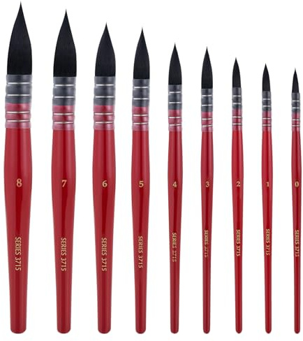 Lightwish Aquarellpinsel-Set, 9 Stück Pinsel-Set für Künstler, Erwachsene und Hobbyisten, spitzer runder Mopp-Pinsel für Aquarell, Gouache