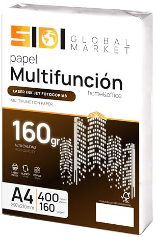 A4-Papper 160 gr Folio - Skrivarpapper för Skola, Arbete eller Personligt Bruk - Ark för Kopiator och Multifunktion, Extra Platt DIN - SIDI (400 h, 160 g)