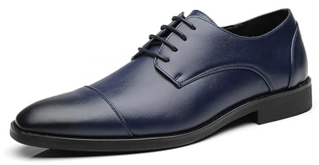 Hombres De Zapatos De Vestir Oxford De Cuero Elegante con Cordones Wingtip Brogues Casual De Negocios Formal Derby Zapatos,Azul,43 EU
