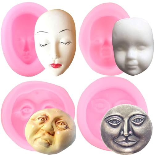 RFGHAC Set di 4 stampi in silicone a forma di luna per decorare torte, caramelle, cioccolato, pasta di zucchero, fai da te
