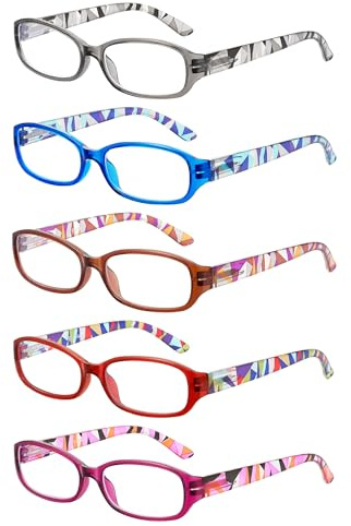 JOLISU Occhiali da Lettura Donna - Confezione da 5, Antiriflesso Blu, Cerniera a Molla +2.75