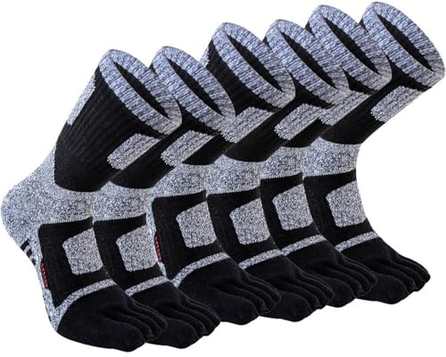 AOOPOO 3 paia di Calze da Uomo con 5 dita Separate, Calze Termiche Sportive Invernali Calze da Lavoro in Cotone da Uomo Calze da Tennis Traspiranti per la corsa, l'escursionismo e il fitness, EU 38-44