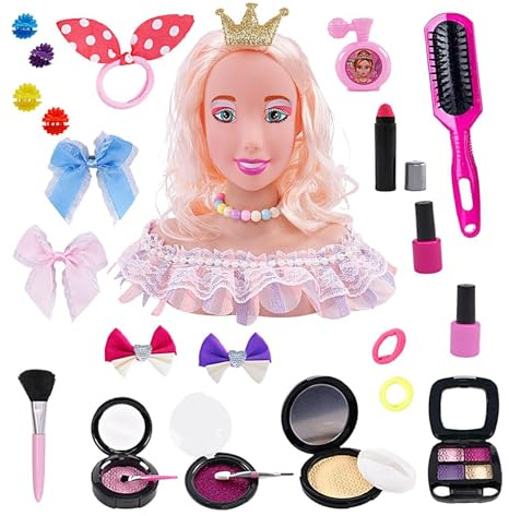 Lunaobrik Frisördocka för barn, hårflätor, skyltdocka, hårflätor, styling | skyltdocka, huvud, barn, rollspel, set, makeup-träning för hårstyling, flätor, lockar