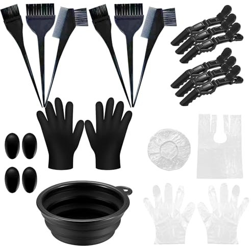23 Stück Haarfärbepinsel Set, Friseur Zubehör, Pinsel Haare Färben, für Salon DIY Haarfärbe Kit, mit Bürstenkamm, Haartönungsschale, Färbebürste, Ohrabdeckung