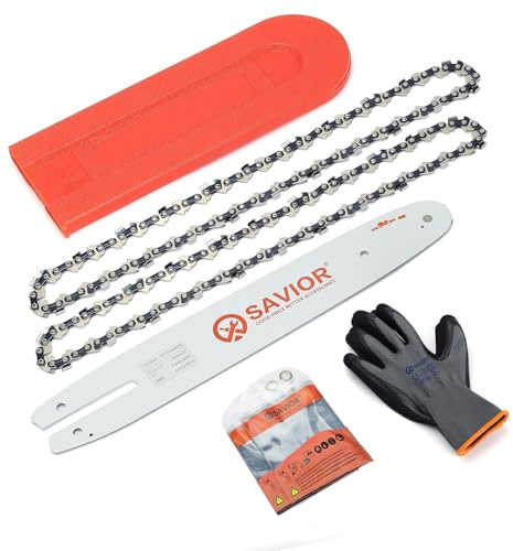 Savior Lot de 2 Chaînes de tronçonneuse avec Protège-guide et Guide de 30 cm Compatible avec Stihl MS170 MS171 MSE170C - 3/8LP 44 Maillons 1,1 mm