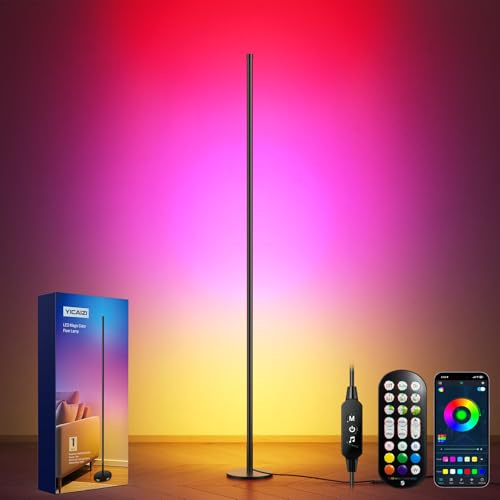 Lampada da terra a LED per soggiorno, RGB, 2 pezzi, 160 cm, dimmerabile, lampada da terra LED con telecomando e app, modalità musica, modalità fai da te e funzione