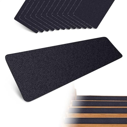 Cinta Antideslizante Escaleras Cinta Adhesiva Antideslizante con Rodillos,12 Piezas 61x10 cm Tiras Antideslizantes Escaleras Autoadhesivas,Alfombras para Escaleras Piscina Suelo Baños Piscinas