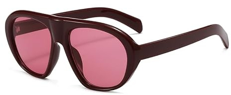 Long Keeper Retro Pilot Sunglasses for Women Men vintage Oversized Aviation Sunglasses Trendy 70's Sun Glasses UV400 Protection (Red Red)