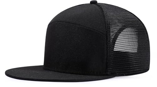 LiuSuper Men's Flat Brim Hat Adjustable Baseball Cap Water-Resistance Performance Snapback Hat Sport Cap for Men Black