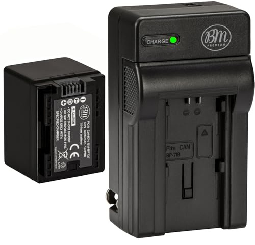 BM Premium BP-727 Battery and Charger for Canon Vixia HFR80, HFR82, HFR800, HFR30, HFR32, HFR300, HFR40, HFR42, HFR400, HFR50, HFR52, HFR500, HFR60, HFR62, HFR600, HFR70, HFR72, HFR700, HFM52, HFM500