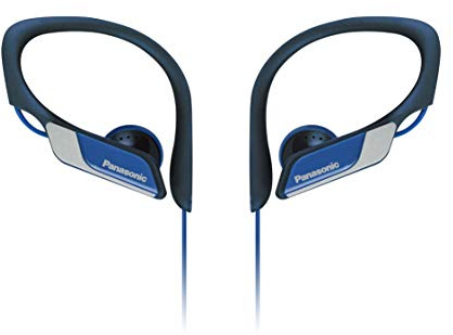 Panasonic RP-HS34E-A Auriculares Tipo Clip para Uso Deportivo, Resistentes al Agua, Ideales para Deportistas, Bajos Claros y Sólidos, Negro y Azul