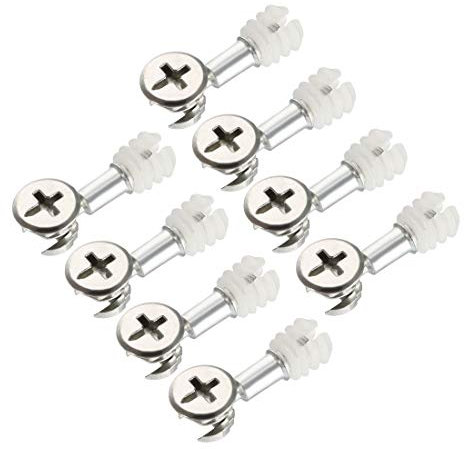 sourcing map 3-in-1 Furniture Connecting Kit 13mm OD Cam Fitting, M6x25mm Dowel Screws, 10.7mm OD Pre-inserted Nut 8 Sets