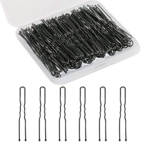 U Shaped Hair Pins, Sevensun 100PCS Ladies Hair Bun HairPin, With Storage Box, (2.4Inches), (Black)