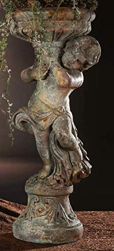 Pandecor Acquasantiera Colonna con Angelo e Vaso sulle Spalle portafiori - portavaso d. 39 h. 84,5 cm