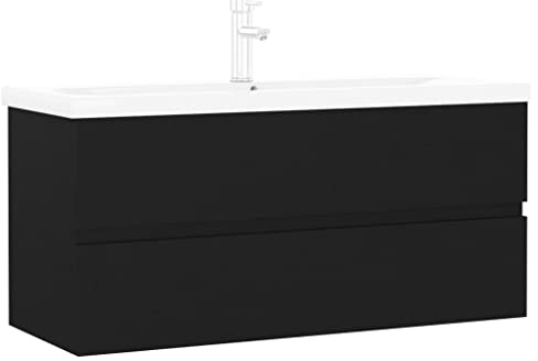 vidaXL Mueble con Lavabo Armario Tocado Fregadero Aseo Cuarto de Baño Inodoro Ducha Bañero Mobiliario Robusto Estable Madera Contrachapada Negro
