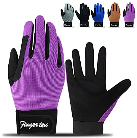 FINGER TEN Equestrain Gants d'équitation antidérapants pour garçons et filles – Respirants, extensibles, absorbants et absorbants – Convient en toutes saisons pour le cyclisme, le sport, l'école