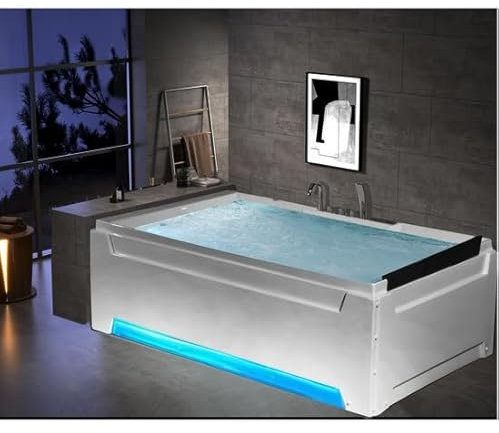 Bagno Italia Bañera hidromasaje 185 x 125 cm 24 chorros calentador Bluetooth LED