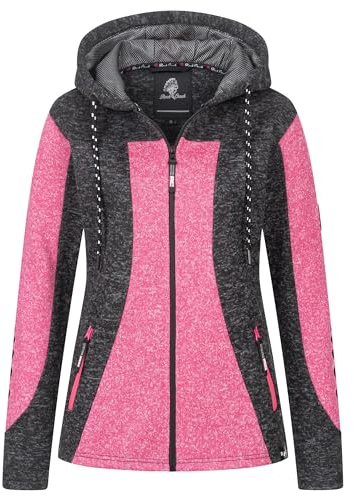 Rock Creek Damen Jacke Fleecejacke Übergangsjacke Windbreaker Fleece Jacken Outdoorjacke Stehkragen Damenjacke Melange Fleecejacke Sweatjacke Pullover D-504 Pink 3XL