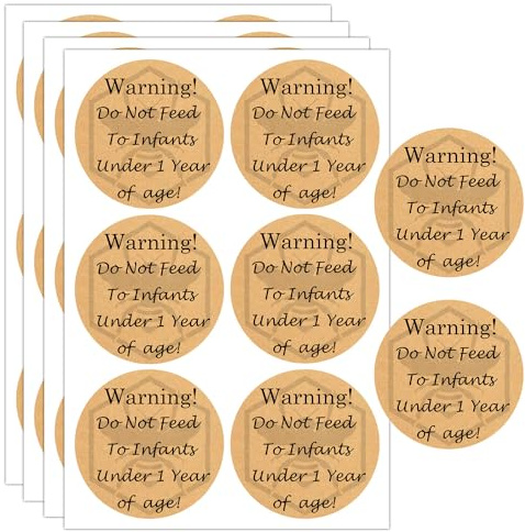 FENGHERUIA Infant Warning Labels Honey Warning Stickers 1.5 inch Do Not Feed to Infants Label Safety Instruction Stickers for Small Business Canning Jars(300 Pcs)