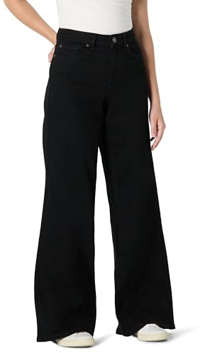 Amazon Essentials Women's Low-Stretch High-Rise Wide-Leg Jeans, Black, 12-14
