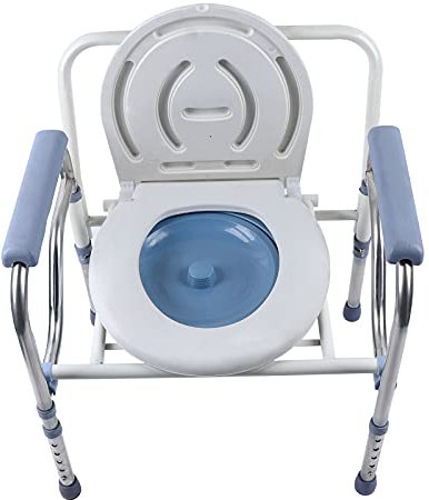 Yolancity Chaise percée pour personnes âgées - Chaise de douche pliable - Hauteur réglable - Chaise de toilette - Chaise de nuit pour un usage domestique, personnes âgées et soins - Charge maximale :