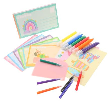 OSALADI Carta Da Grattare Colorata Per Ragazzo Ragazza Con Penne Acquerellabili e Adesivi Lavoretti Creativi Per Progetto Artistico Segnalibri Fai Da Te Per Festa Famiglia